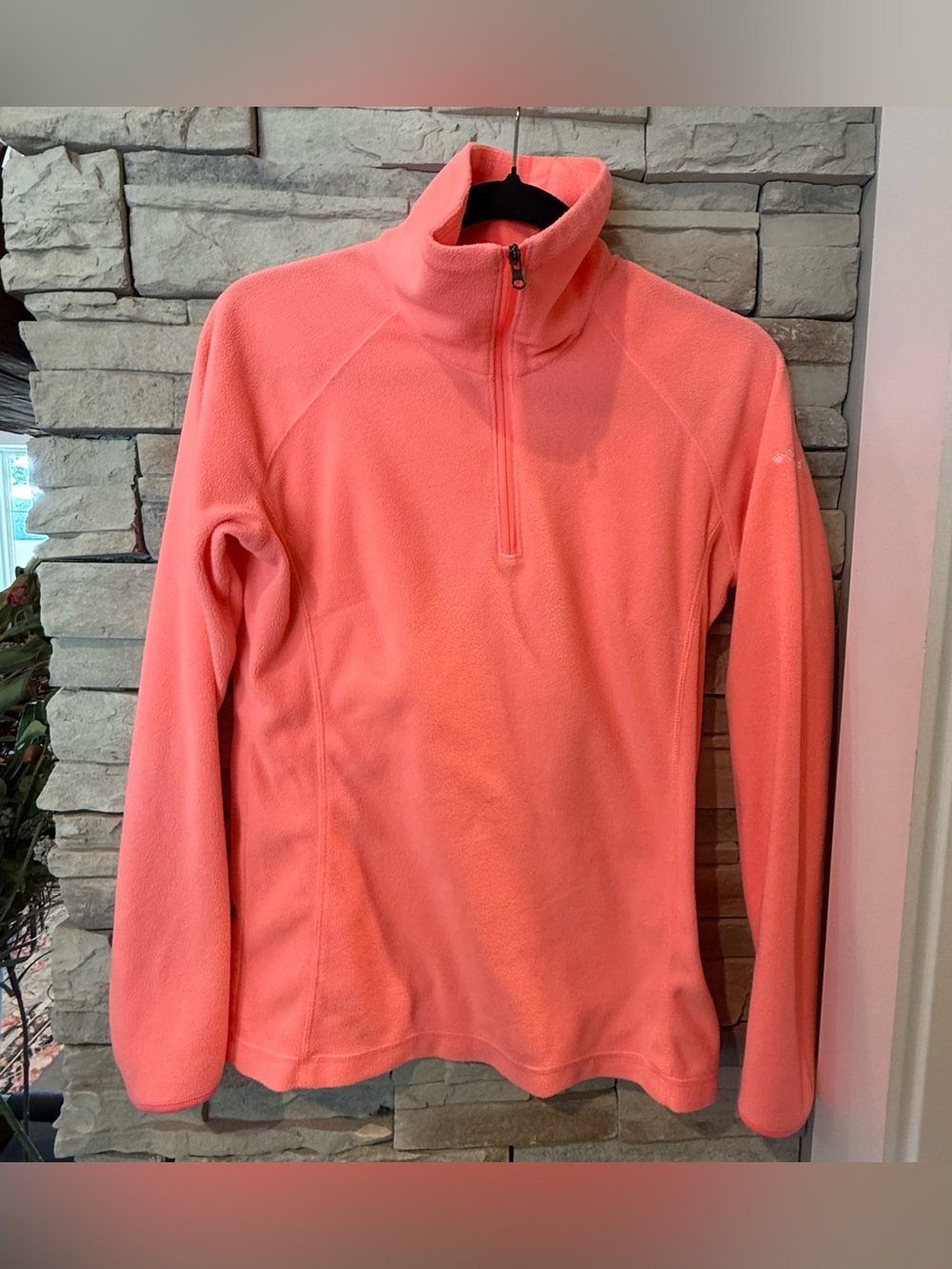 Columbia Fleece Jacket Womens Size S 1/4 Zip Pullover Tangerine Soft Cozy